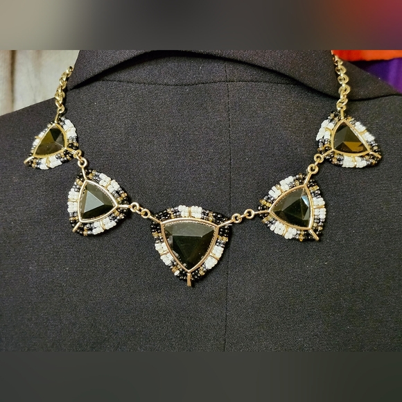 Vintage Black and Gold Beaded Necklace - Picture 1 of 4